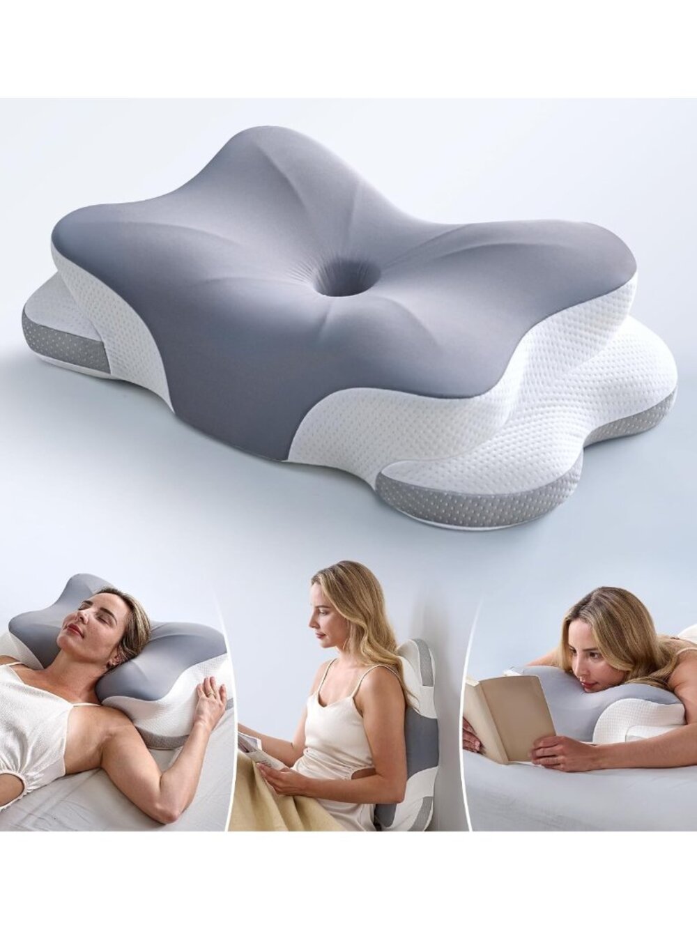 Ergonomic Cervical Neck Pillow for Pain Relief, Cooling Memory Foam, Deep Sleep
